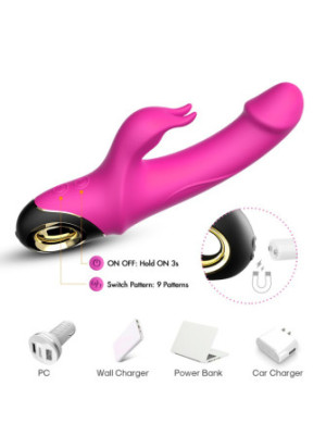 Vibromasseur Rabbit rose 9 modes de vibrations puissantes - USK-V10PNK